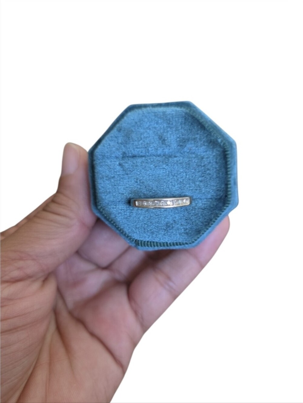 Size 7.25 Silver Toned Channel Set Cubic Zirconia Band